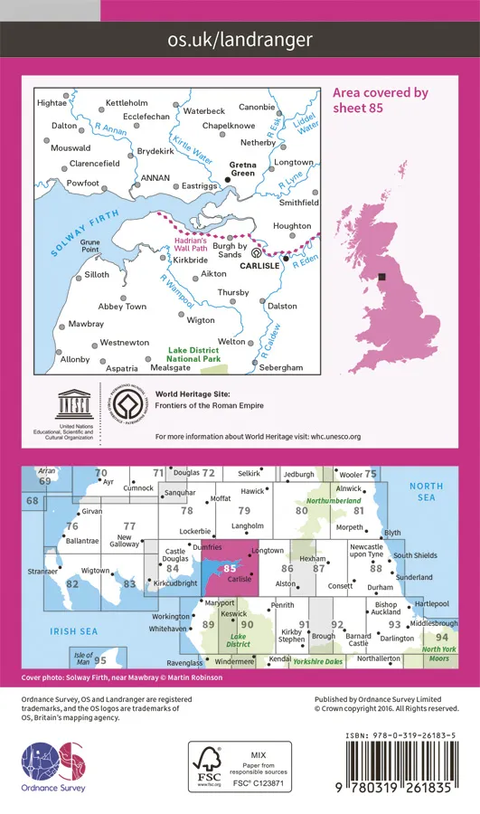 OS Landranger - 85 - Carlisle & Solway Firth, Gretna Green - Image 2