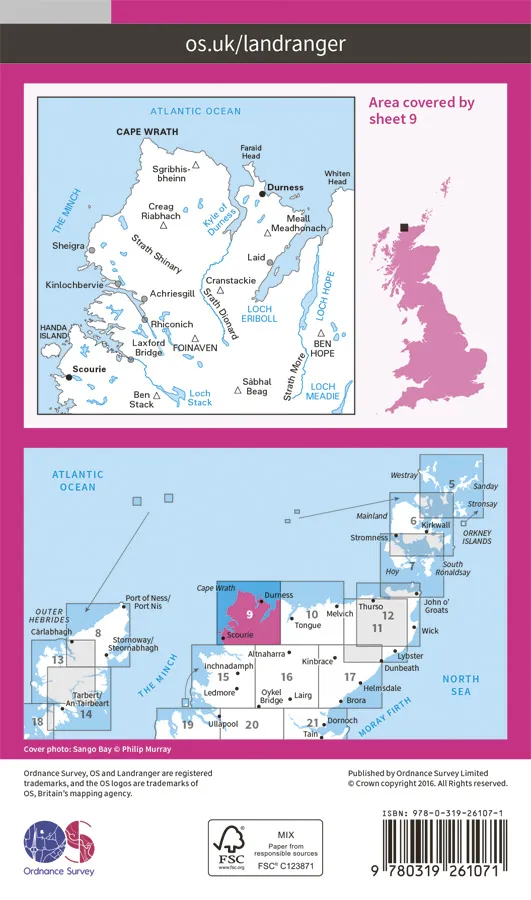 OS Landranger - 9 - Cape Wrath, Durness & Scourie - Image 2