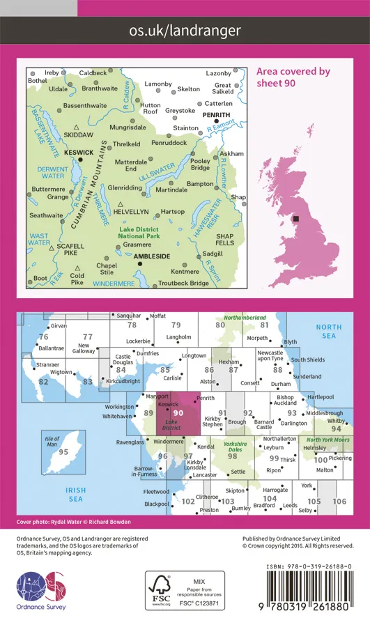 OS Landranger - 90 - Penrith & Keswick, Ambleside - Image 2