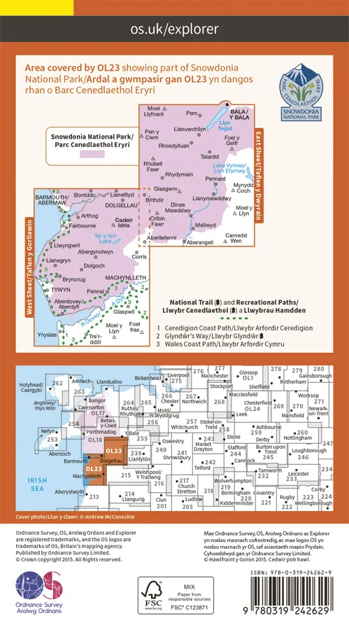 OS Explorer Leisure - OL23 - Cadair Idris & Llyn Tegid - Image 2