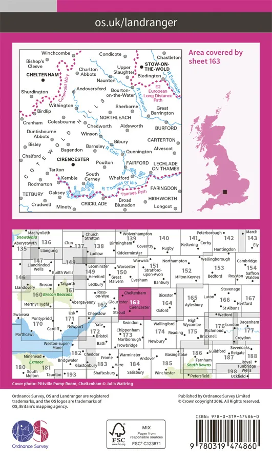 OS Landranger Active - 163 - Cheltenham & Cirencester - Image 2
