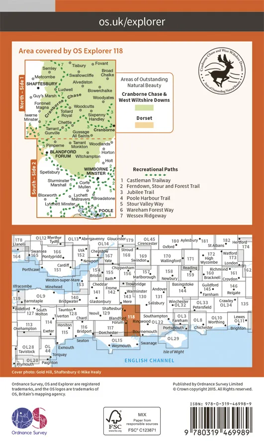 OS Explorer Active - 118 - Shaftesbury & Cranborne Chase - Image 2