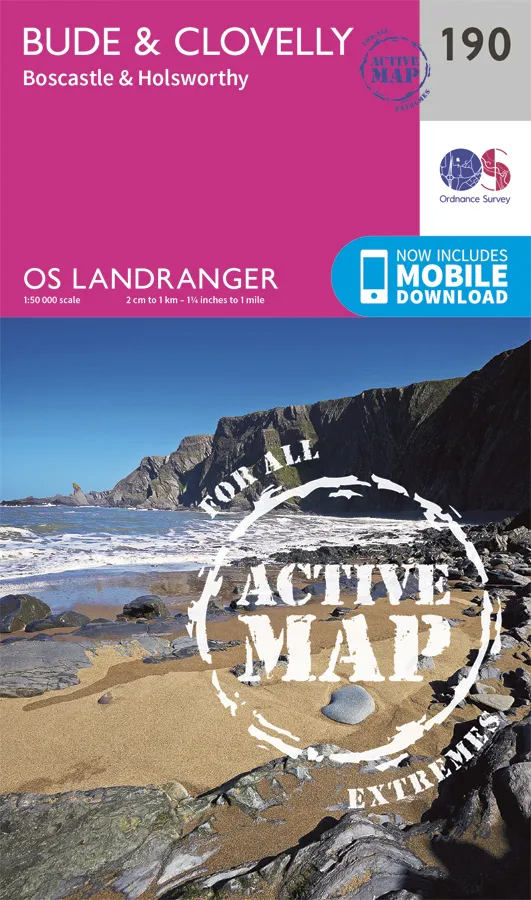 OS Landranger Active - 190 - Bude & Clovelly, Boscastle & Holsworthy
