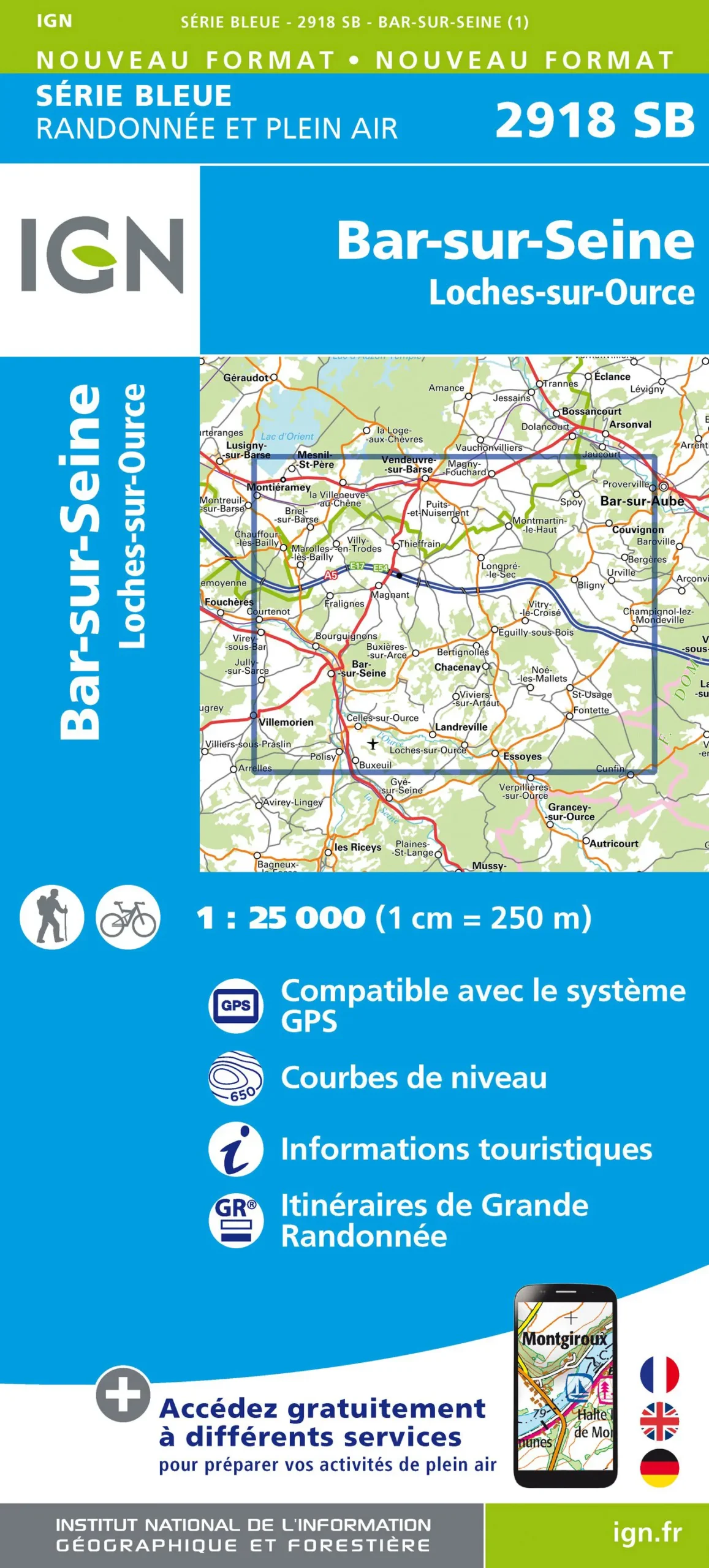 IGN Top 25 - Serie Bleu - Bar-sur-Seine / Loches-sur-Ource 2918