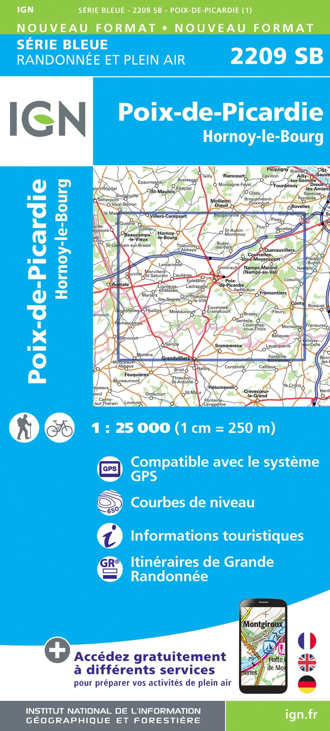 IGN Top 25 - Serie Bleu - Poix-de-Picardie / Hornoy-le-Bourg 2209 - Image 2