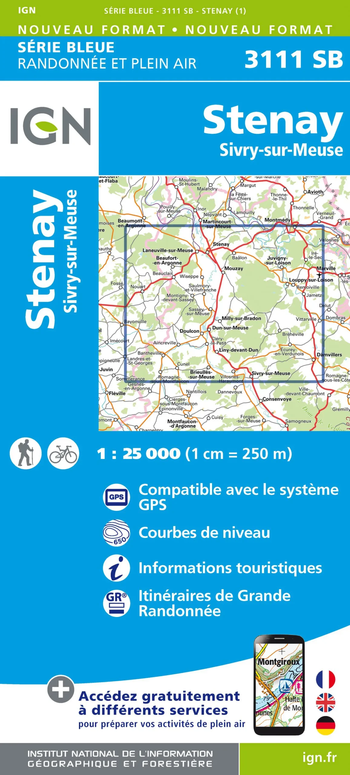 IGN Top 25 - Serie Bleu - Stenay / Sivry-sur-Meuse 3111