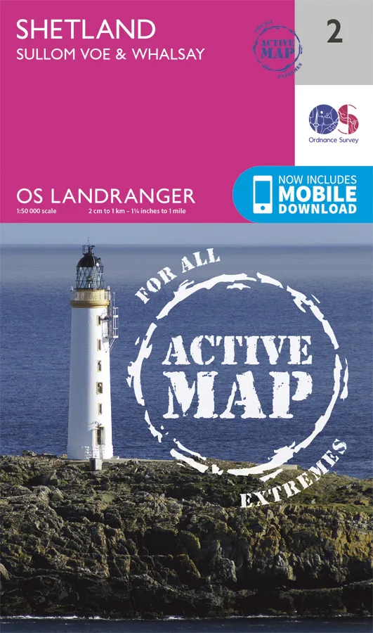 OS Landranger Active - 2 - Shetland – Sullom Voe & Whalsay