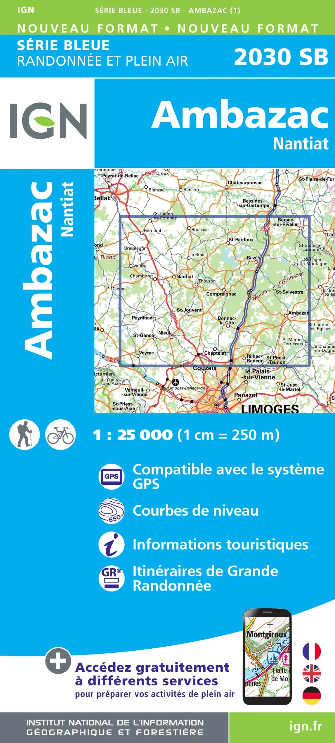 IGN Top 25 - Serie Bleu - Ambazac / Nantiat 2030