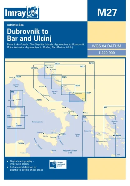 Imray M Chart - Dubrovnik To Bar & Ulcinj (M27)