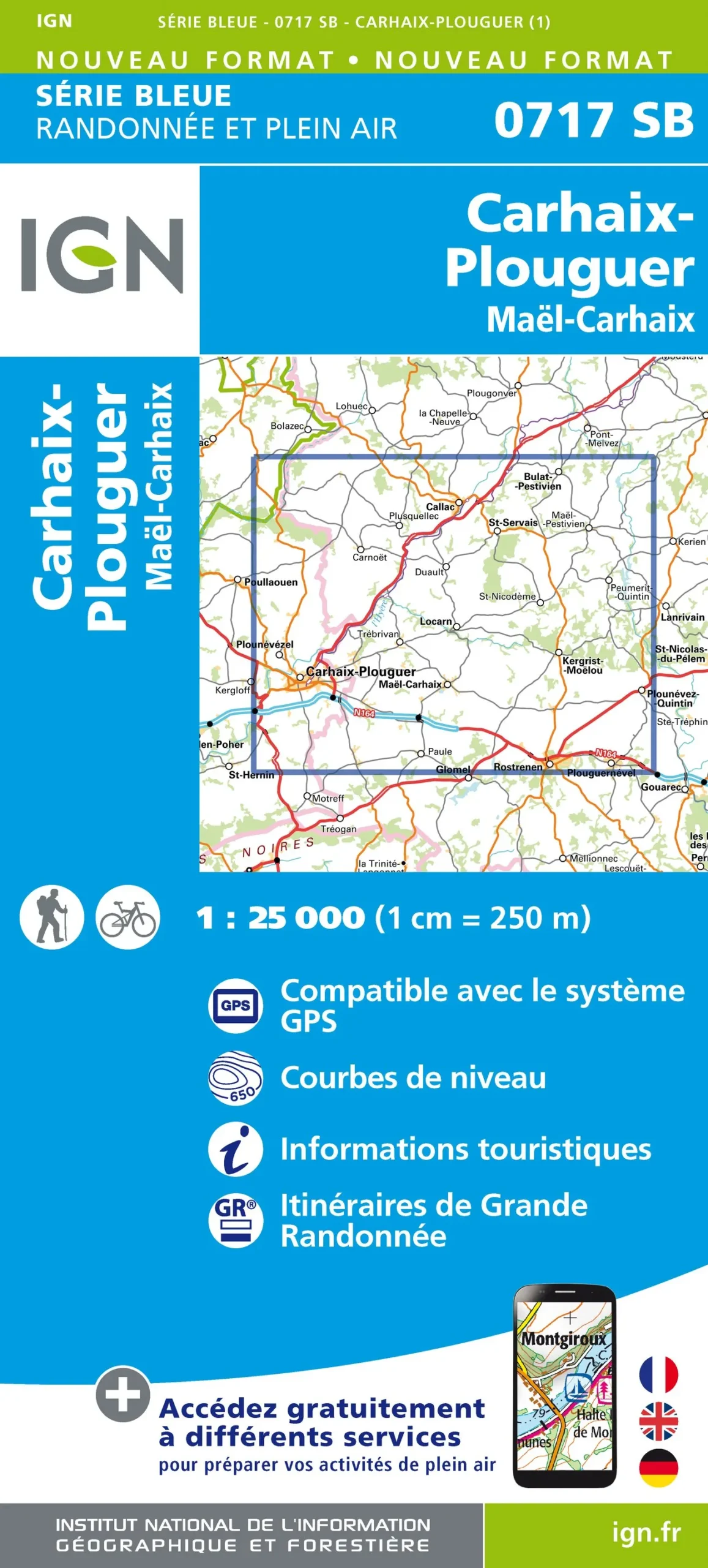 IGN Top 25 - Serie Bleu - Carhaix-Plouguer / Maël-Carhaix 717