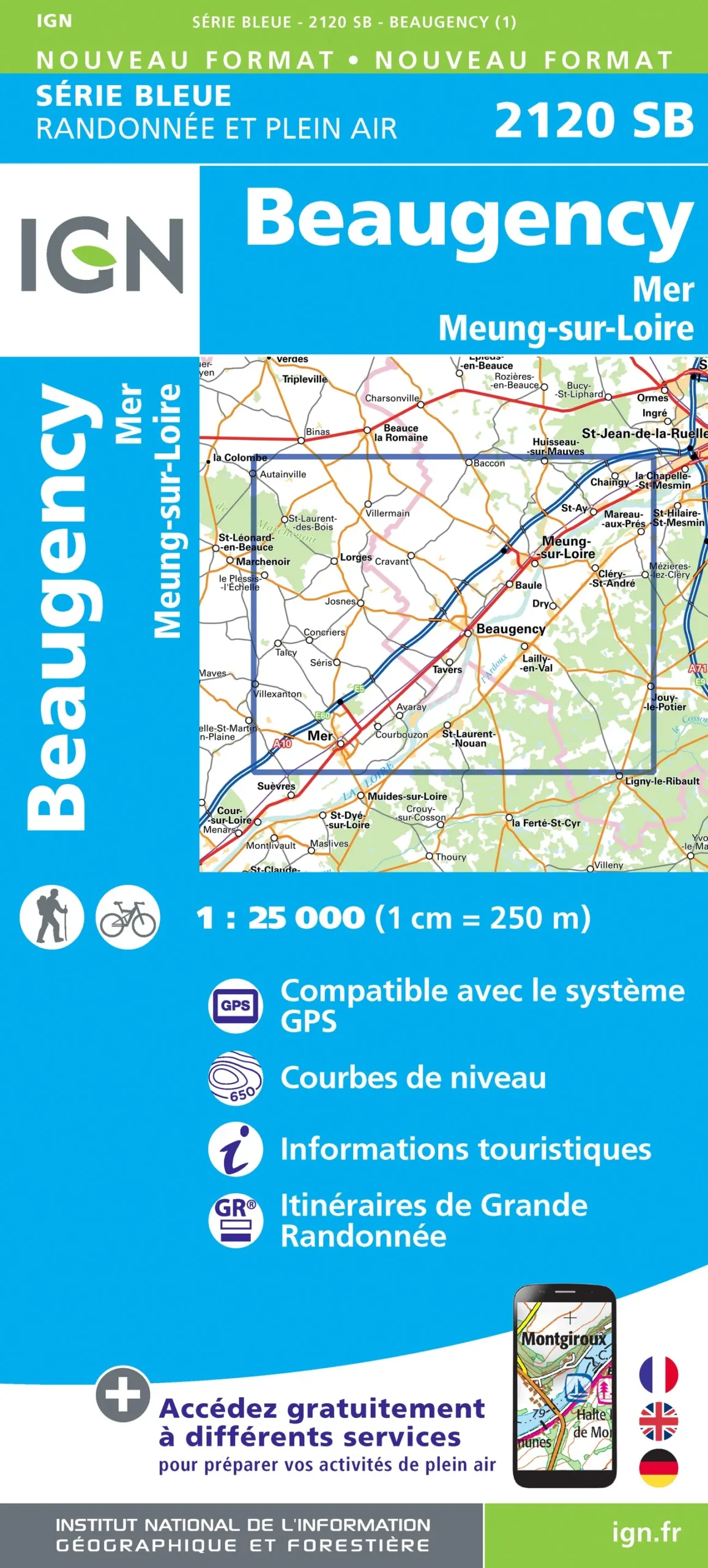 IGN Top 25 - Serie Bleu - Beaugency / Mer / Meung-sur-Loire 2120