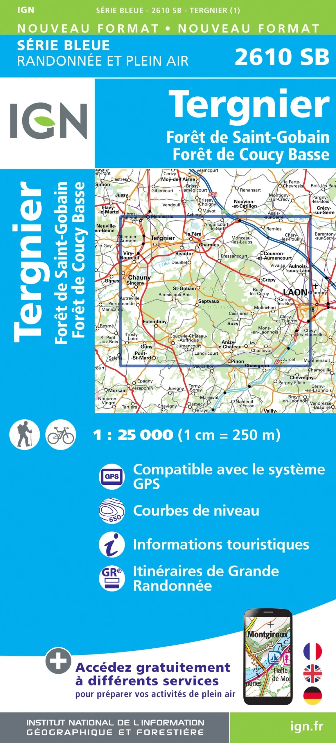 IGN Top 25 - Serie Bleu - Tergnier / Forêt de St-Gobain et Coucy Basse 2610 - Image 2