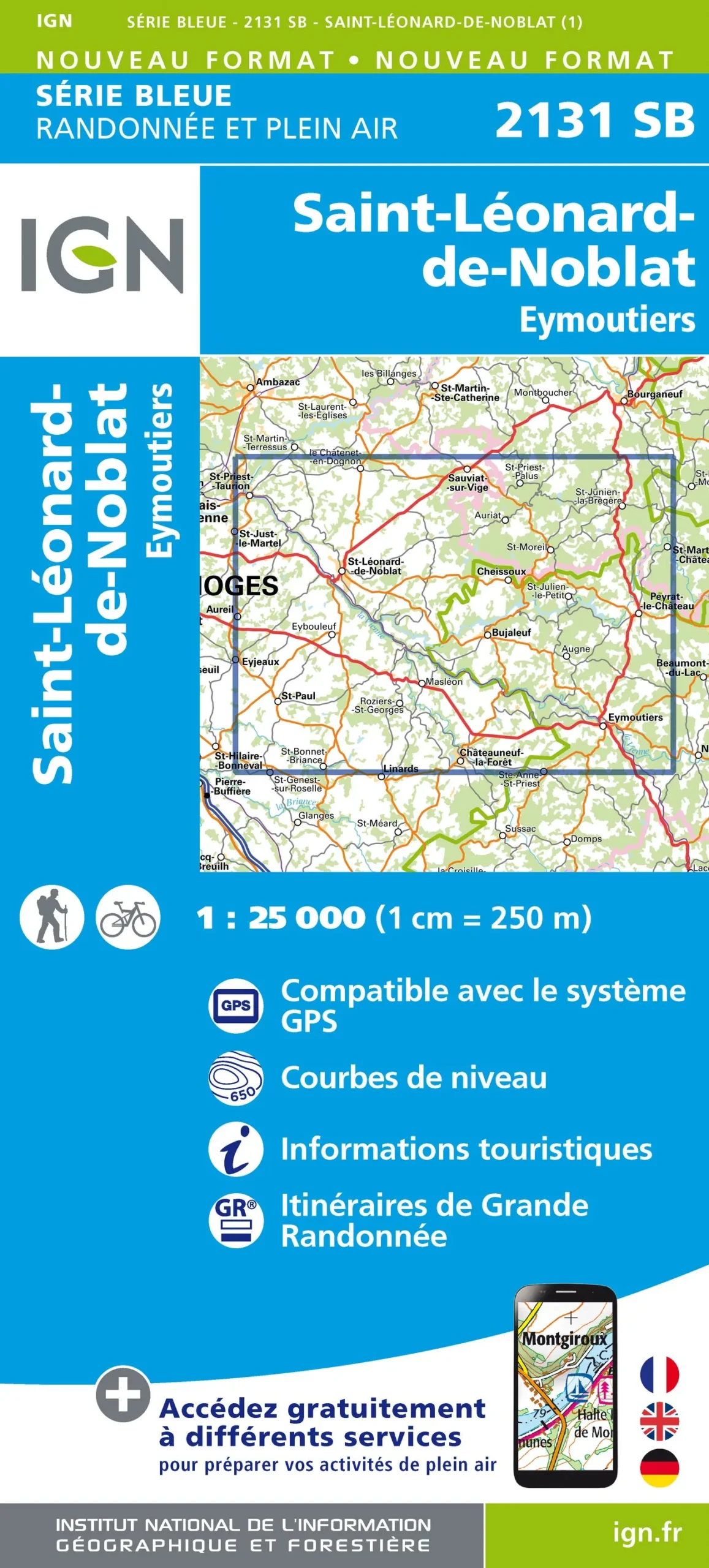 IGN Top 25 - Serie Bleu - St-Léonard-de-Noblat / Eymoutiers 2131 - Image 2