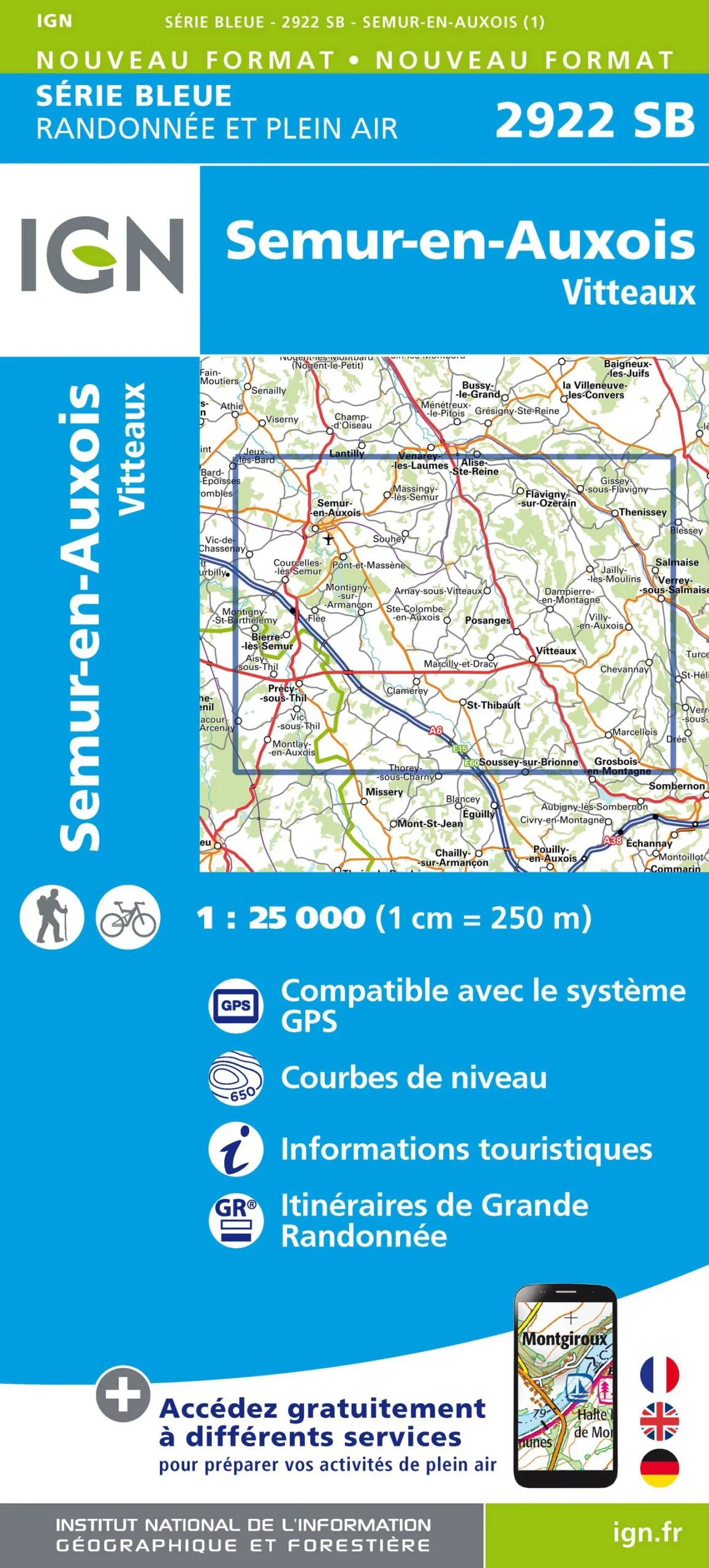 IGN Top 25 - Serie Bleu - Semur-en-Auxois / Vitteaux 2922