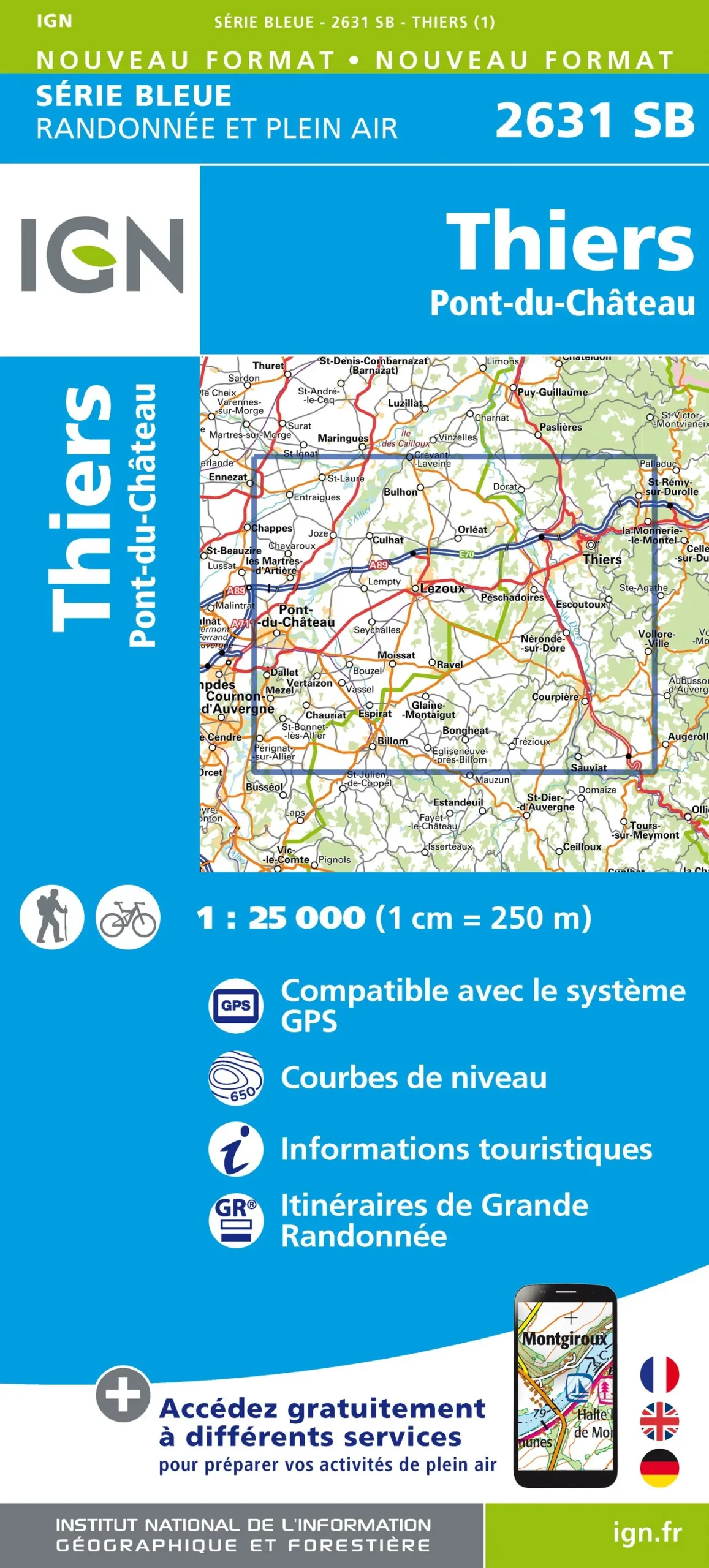 IGN Top 25 - Serie Bleu - Thiers / Pont-du-Château 2631