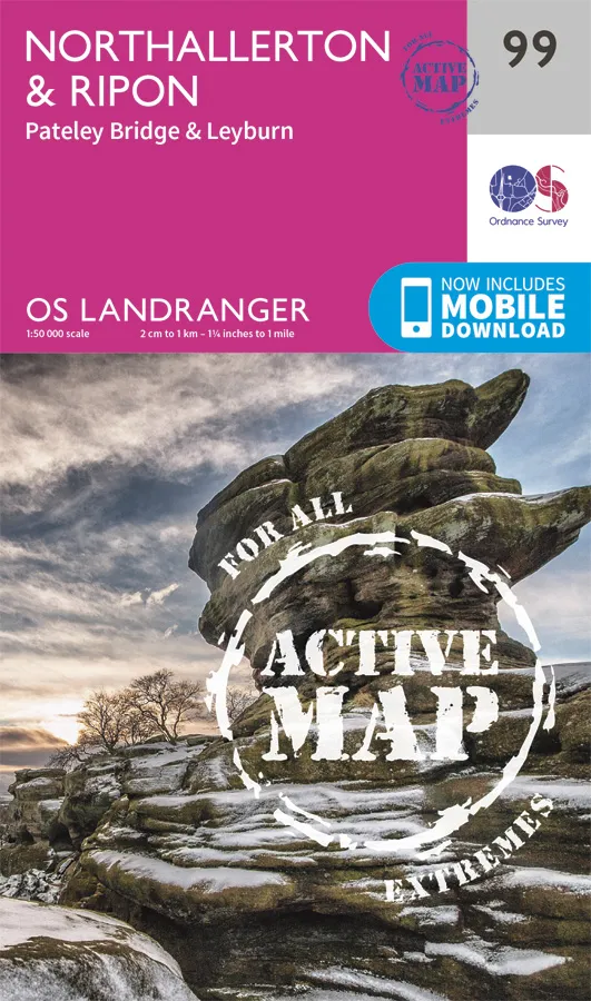 OS Landranger Active - 99 - Northallerton & Ripon, Pateley