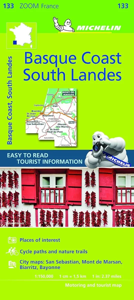Michelin Zoom Map - 133 - Basque Coast - South Landes