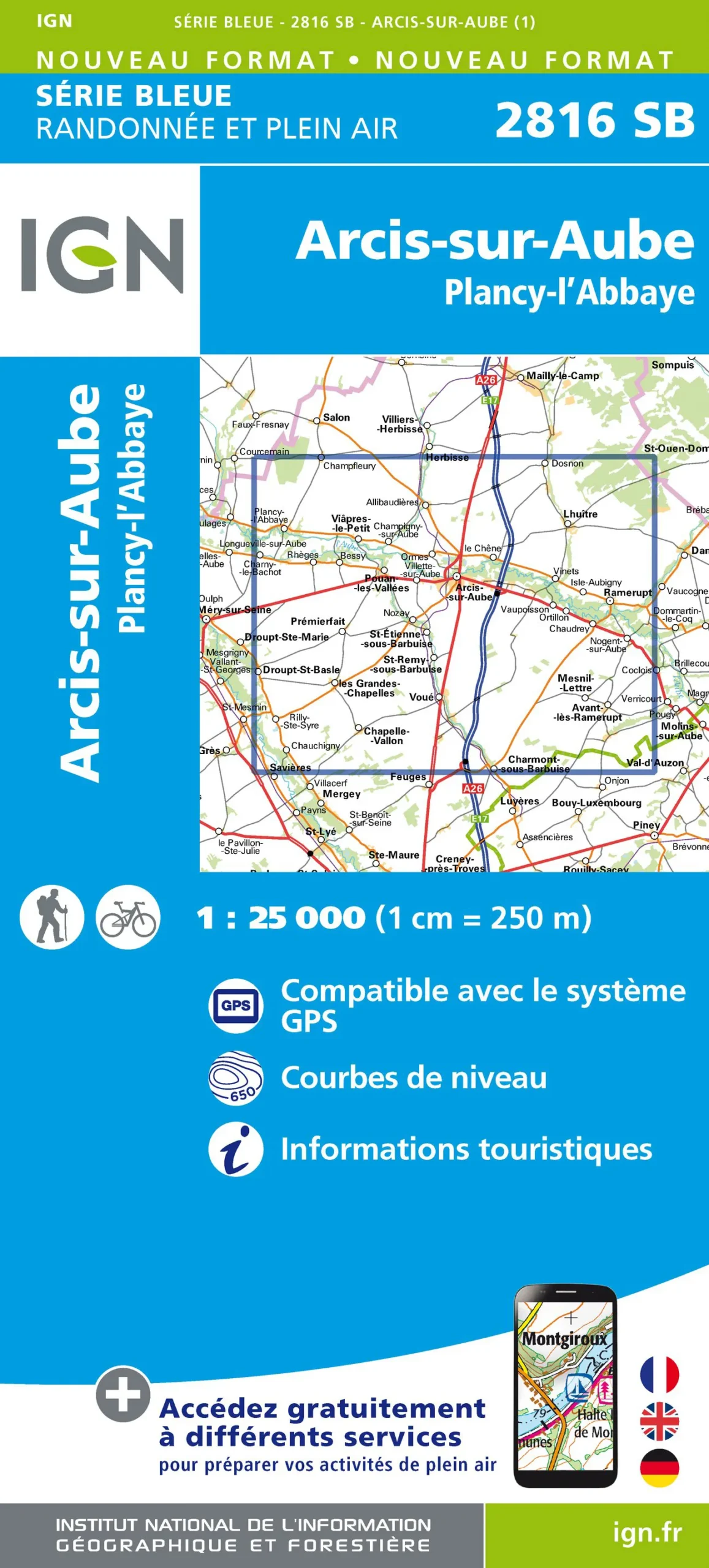 IGN Top 25 - Serie Bleu - Arcis-sur-Aube / Plancy-L'Abbaye 2816