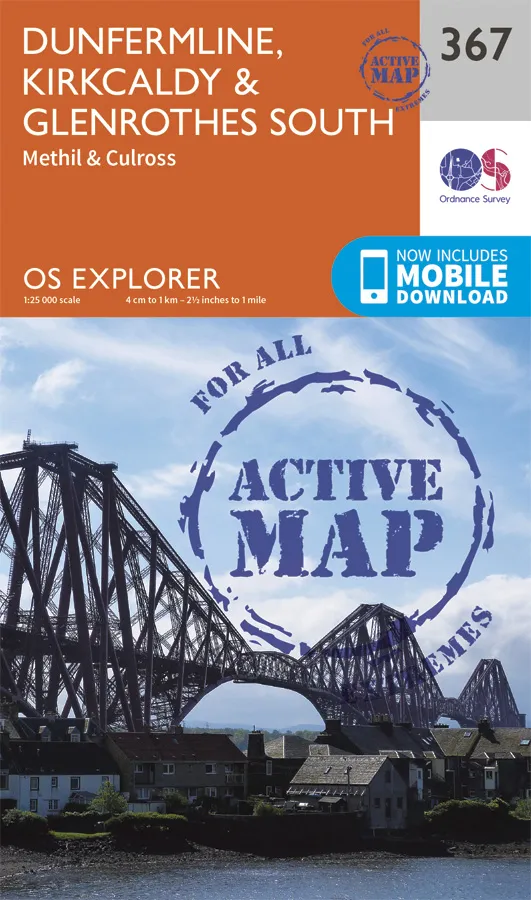 OS Explorer Active - 367 - Dunfermline, Kirkcaldy & Glenrothes South