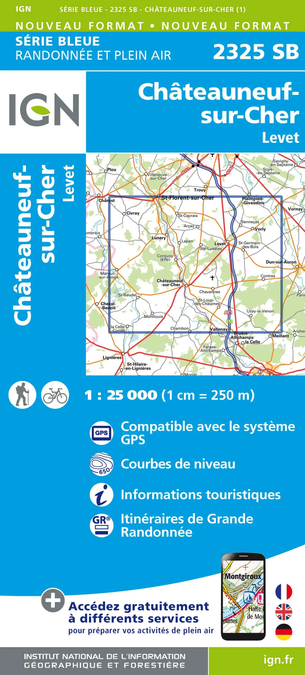 IGN Top 25 - Serie Bleu - Châteauneuf-sur-Cher / Levet 2325