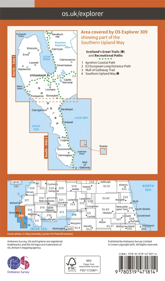OS Explorer Active - 309 - Stranraer & The Rhins - Image 2