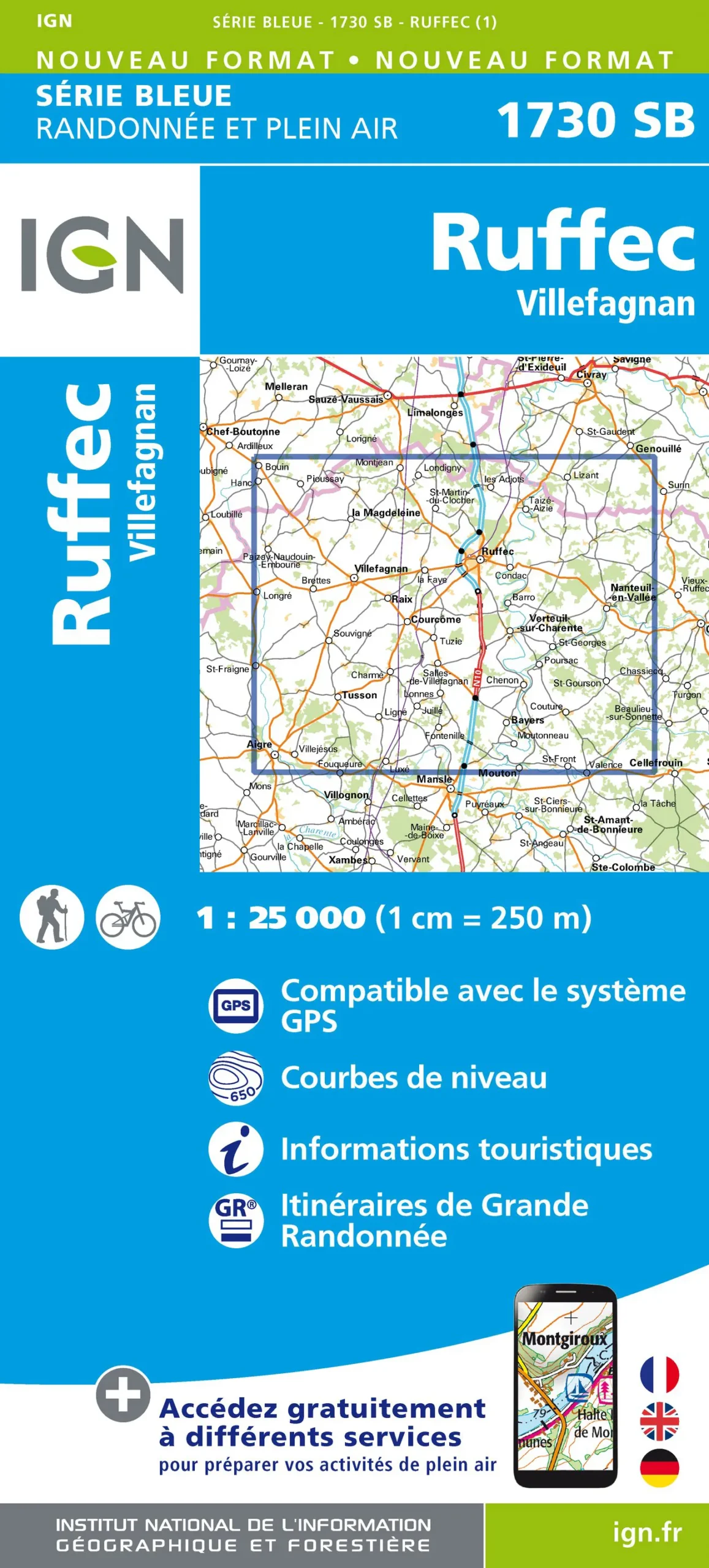 IGN Top 25 - Serie Bleu - Ruffec - Villefagnan 1730