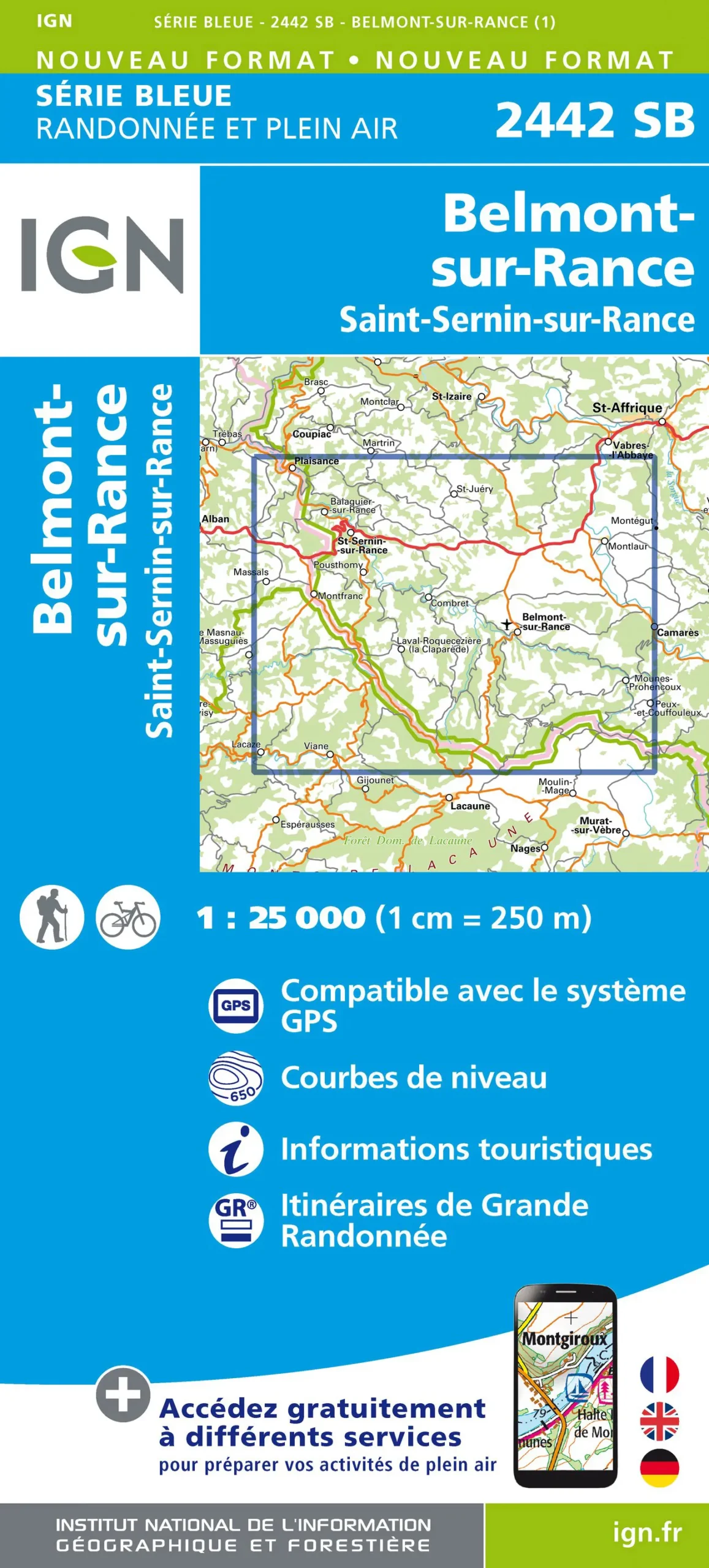IGN Top 25 - Serie Bleu - Belmont-sur-Rance / St-Sernin-sur-Rance 2442