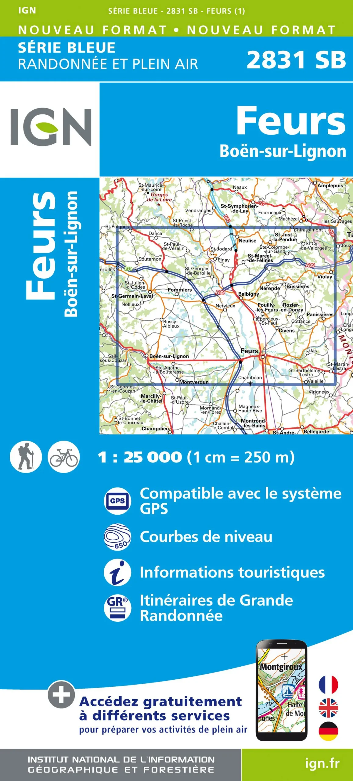 IGN Top 25 - Serie Bleu - Feurs / Boën-sur-Lignon 2831