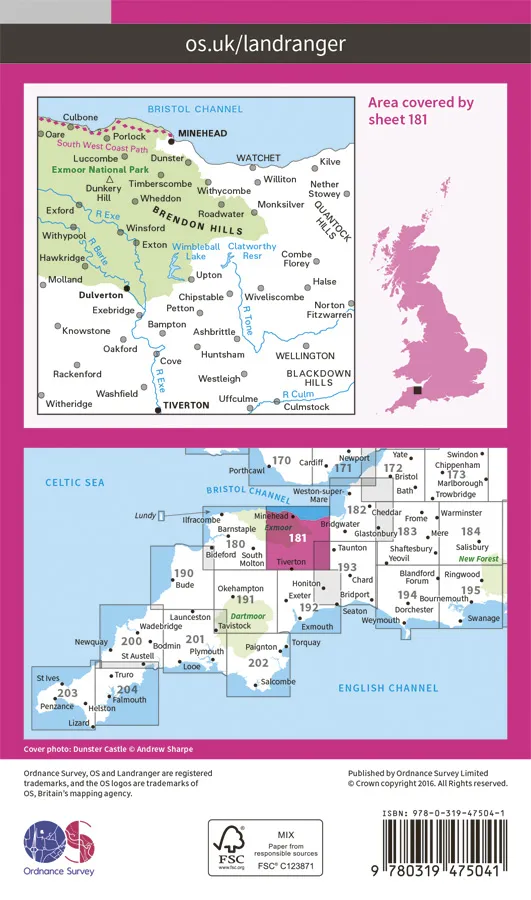 OS Landranger Active - 181 - Minehead & Brendon Hills, Dulverton - Image 2