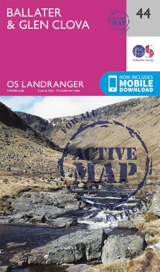 OS Landranger Active - 44 - Ballater, Glen Clova