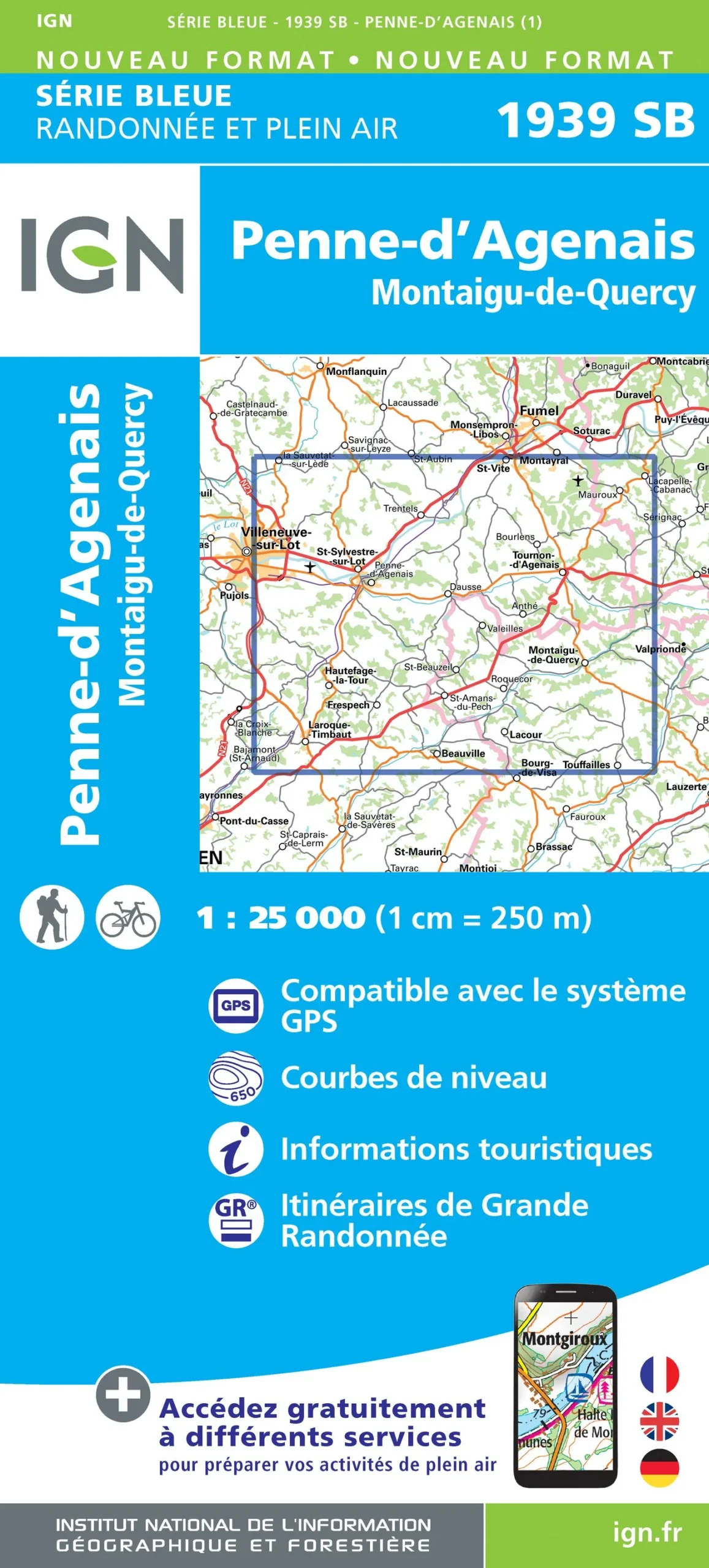 IGN Top 25 - Serie Bleu - Penne-d'Agenais / Montaigu-de-Quercy 1939