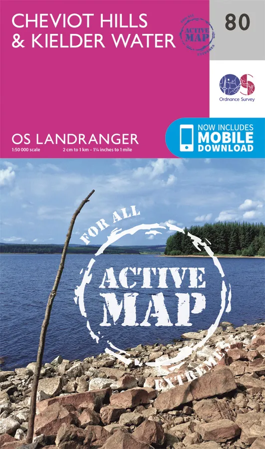 OS Landranger Active - 80 - Cheviot Hills & Kielder Water
