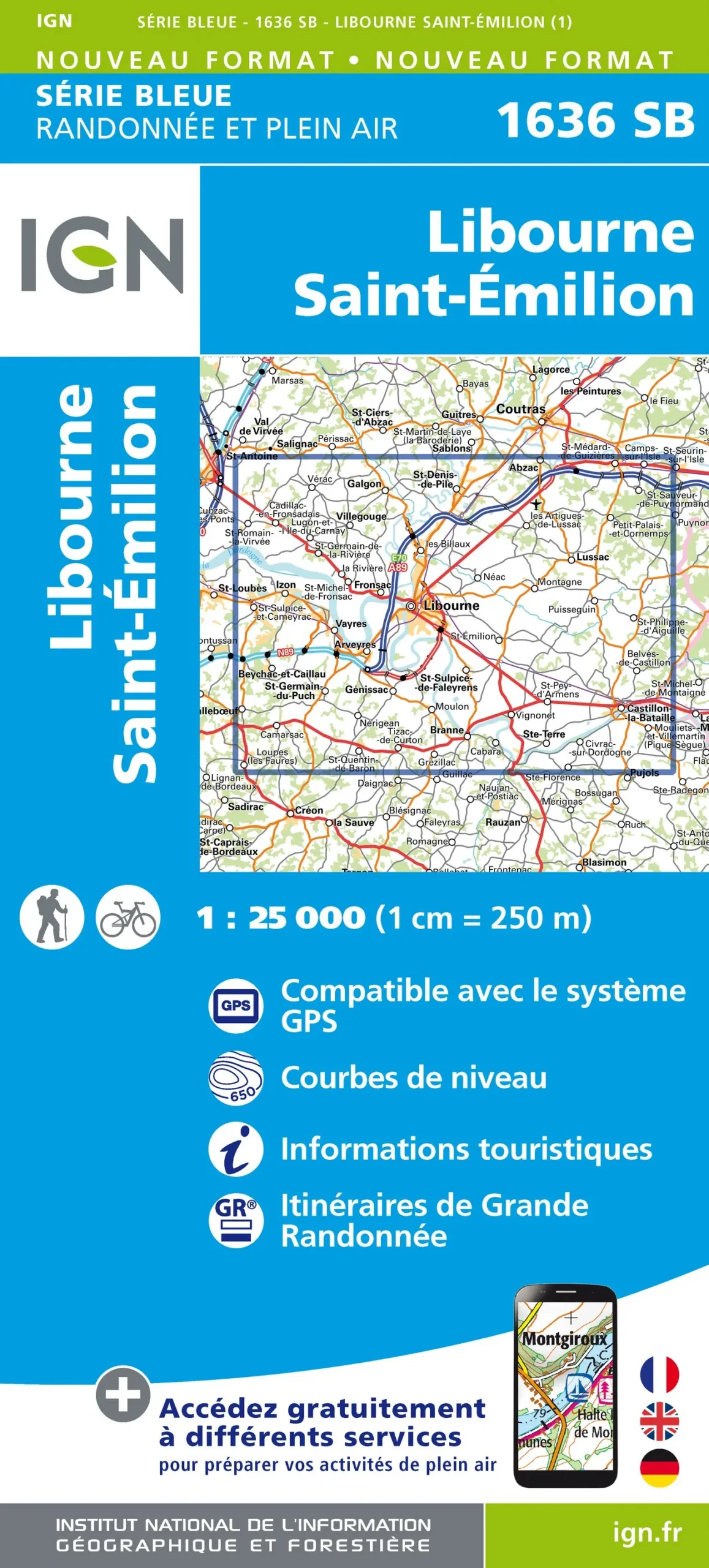 IGN Top 25 - Serie Bleu - Libourne / Saint-Emilion 1636