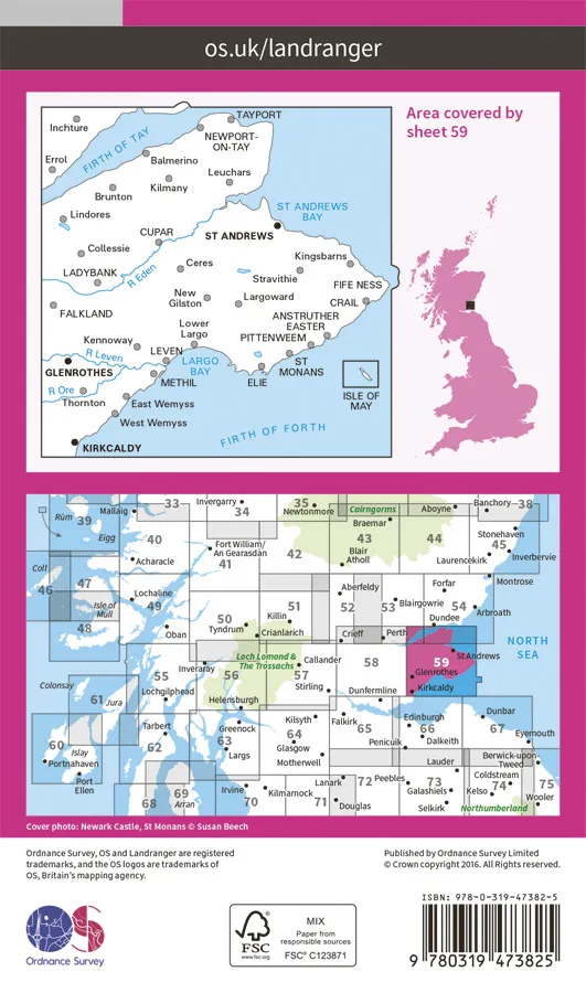 OS Landranger Active - 59 - St Andrews, Kirkcaldy & Glenrothes - Image 2