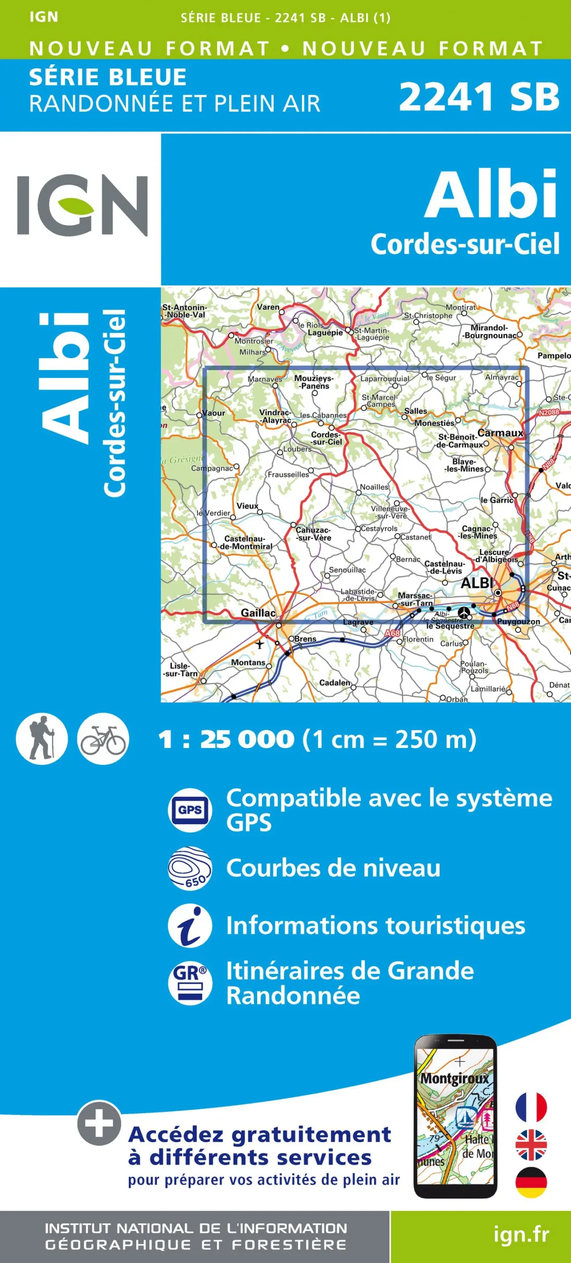 IGN Top 25 - Serie Bleu - Albi - Cordes-sur-Ciel 2241