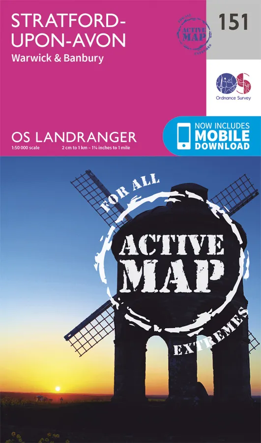 OS Landranger Active - 151 - Stratford upon Avon, Warwick & Banbury