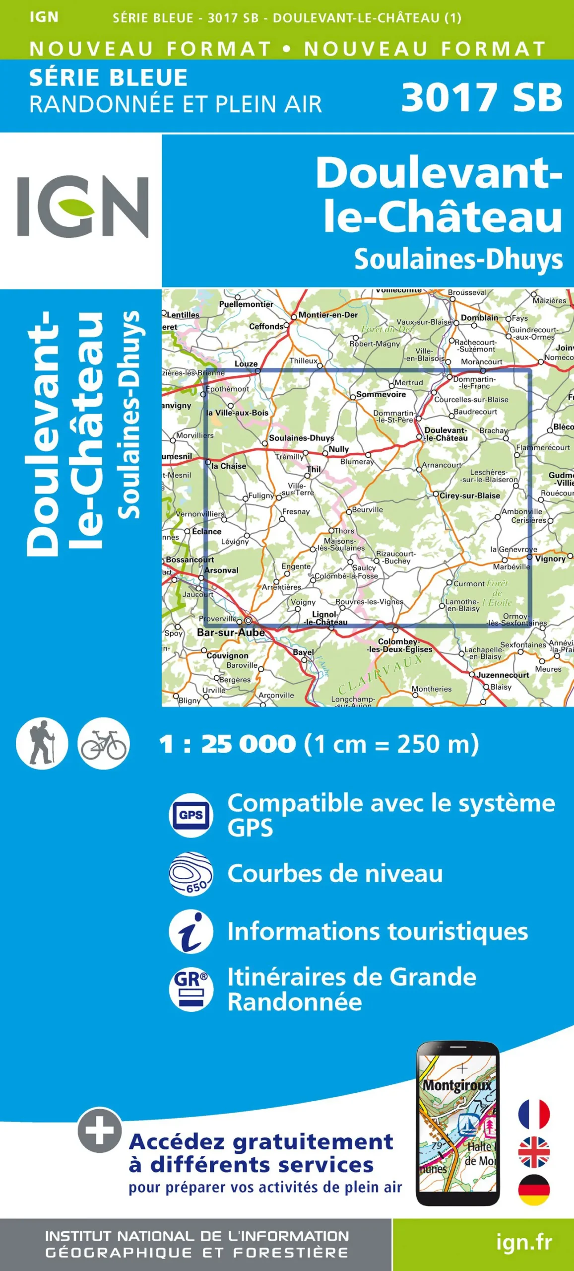 IGN Top 25 - Serie Bleu - Doulevant-le-Château - Soulaines-Dhuys 3017