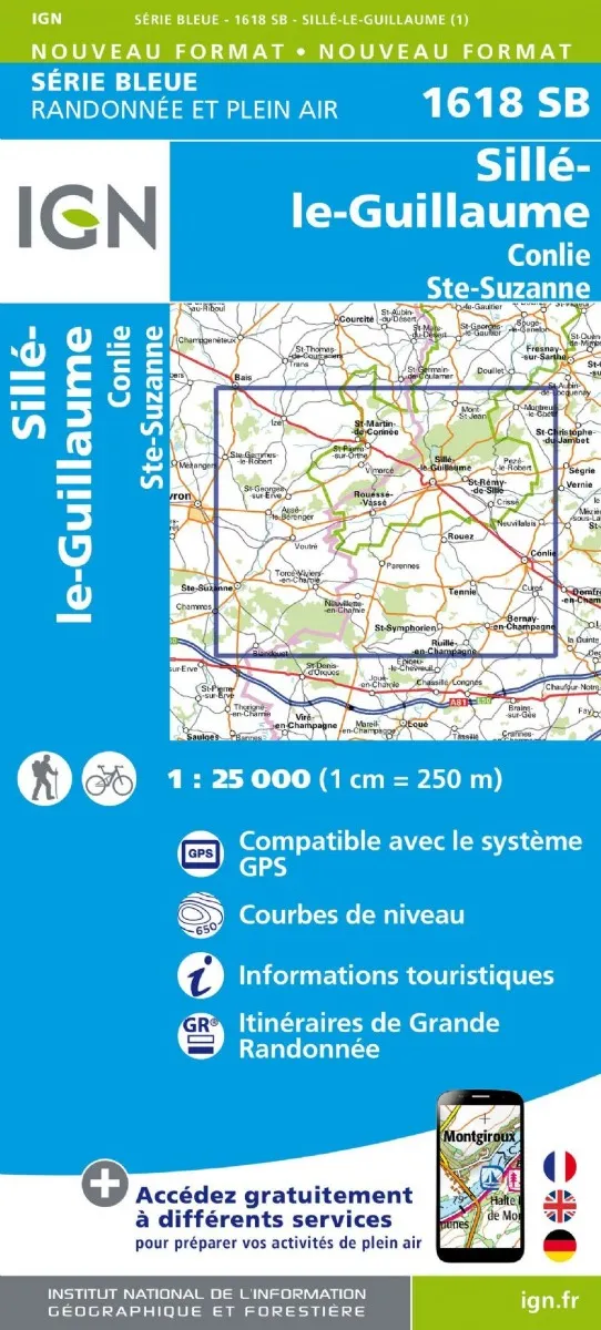 IGN Top 25 - Serie Bleu - Sillé-le-Guillaume / Conlie Ste-Suzanne 1618 - Image 2