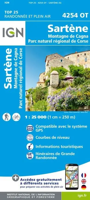 IGN Top 25 - Sartène / Montagne de Cagna / PNR de Corse
