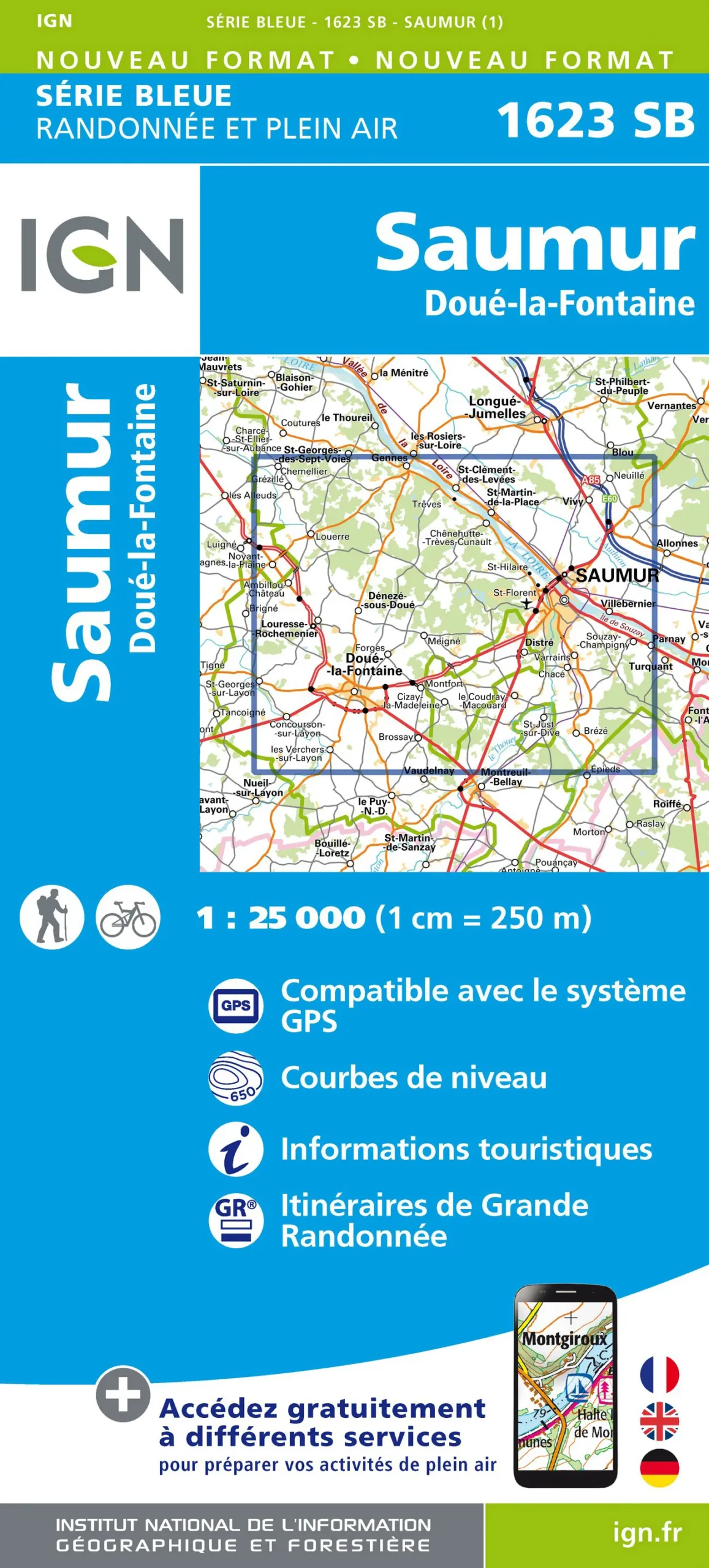 IGN Top 25 - Serie Bleu - Saumur / Doué-la-Fontaine 1623