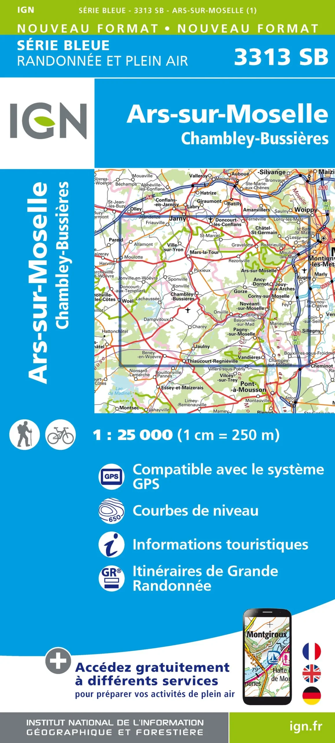 IGN Top 25 - Serie Bleu - Ars-sur-Moselle / Chambley-Bussières 3313