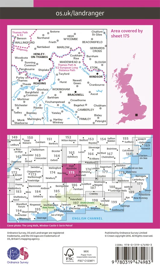 OS Landranger Active - 175 - Reading, Windsor, HenleyonThames - Image 2