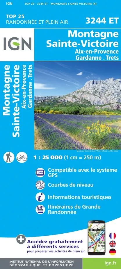 IGN Top 25 - Montagne Ste-Victoire / Aix-en-Provence / Gardanne/Trets