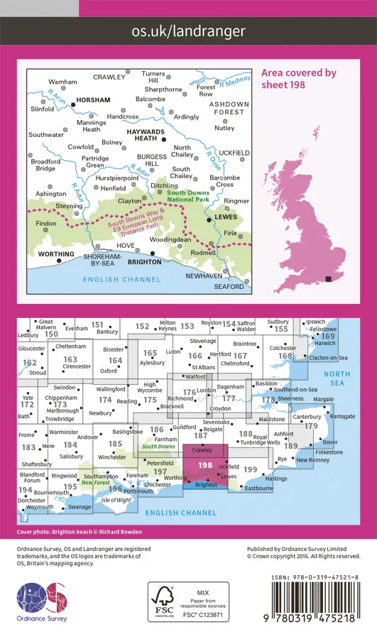 OS Landranger Active - 198 - Brighton & Lewes, Haywards Heath - Image 2