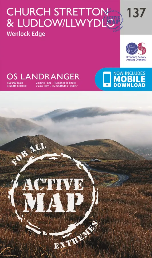 OS Landranger Active - 137 - Ludlow & Church Stretton, Wenlock