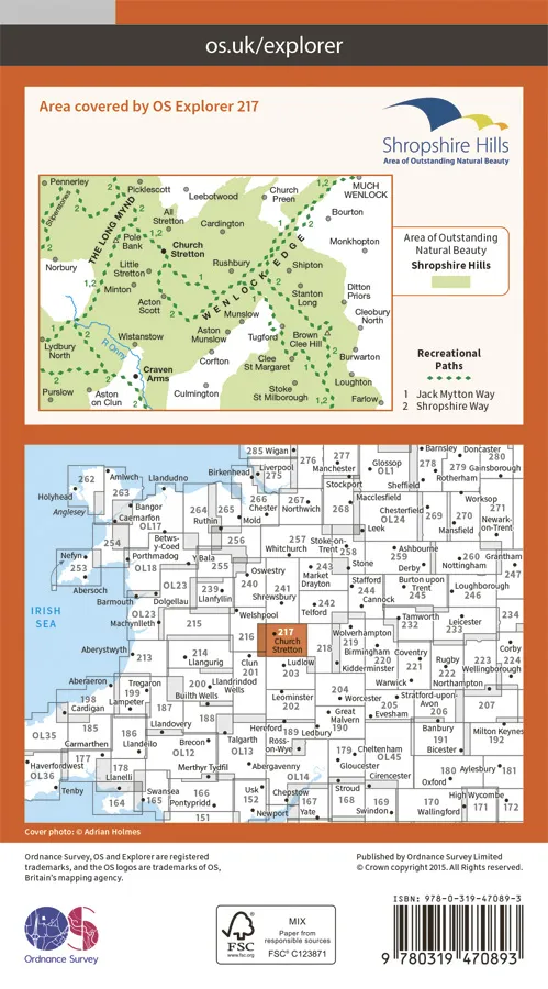 OS Explorer Active - 217 - The Long Mynd & Wenlock Edge - Image 2