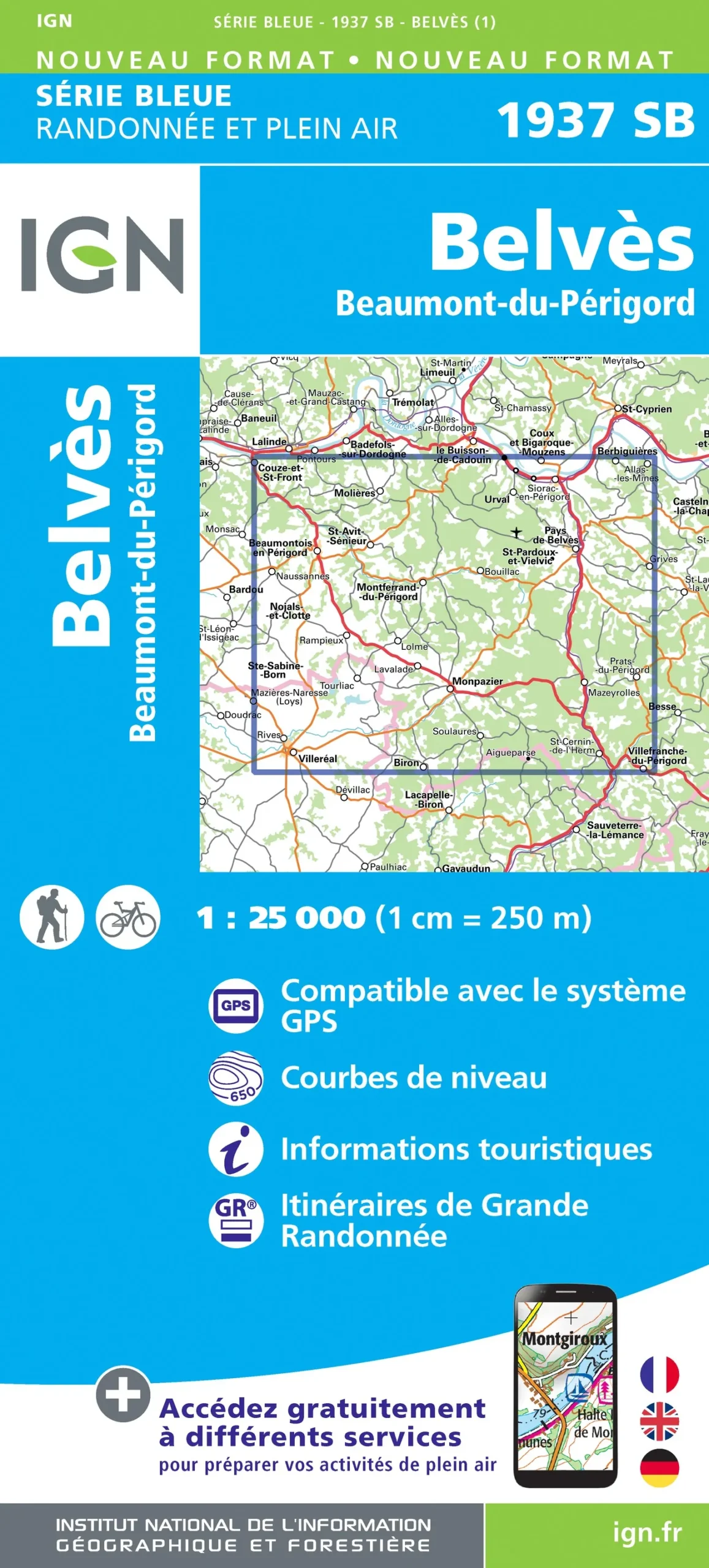IGN Top 25 - Serie Bleu - Belvès / Beaumont-du-Périgord 1937