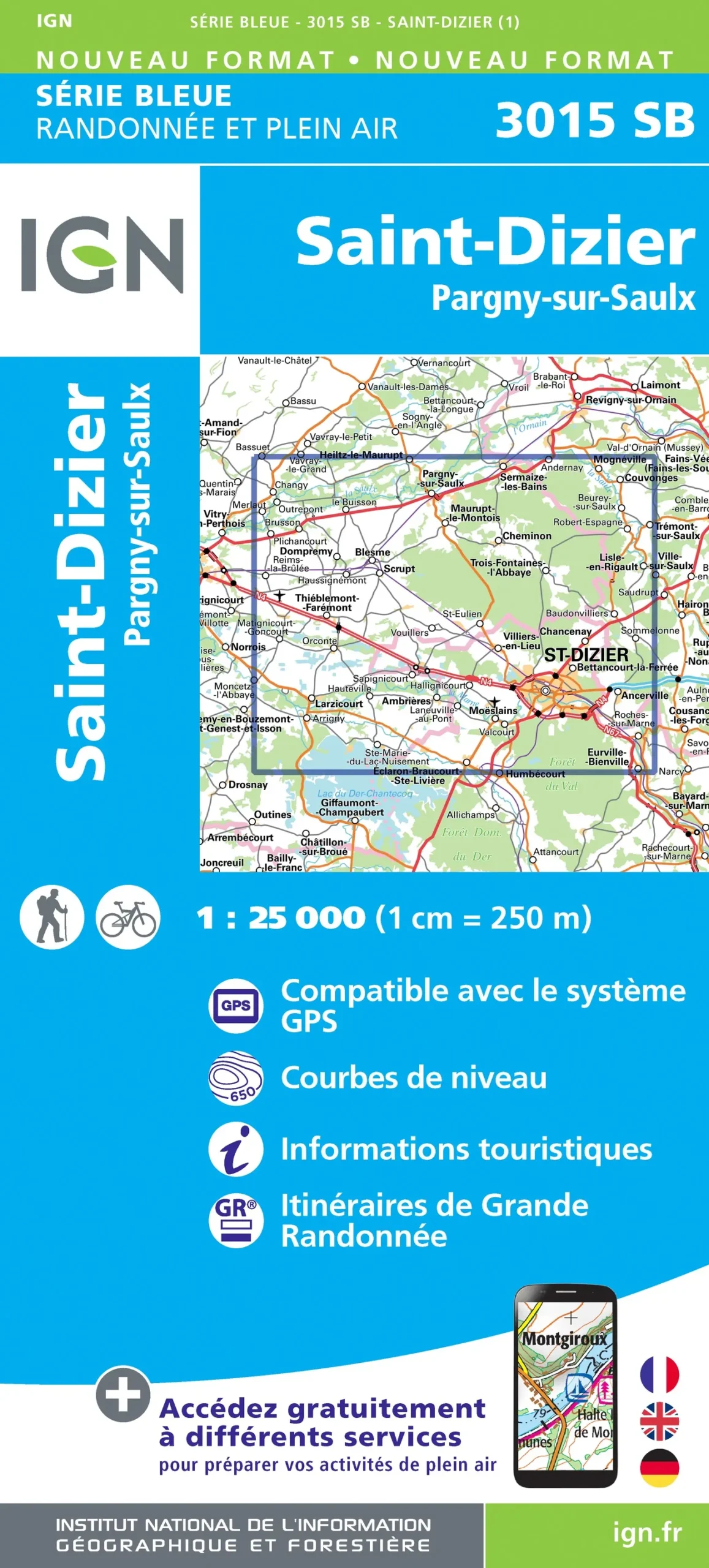 IGN Top 25 - Serie Bleu - St-Dizier / Pargny-sur-Saulx 3015 - Image 2