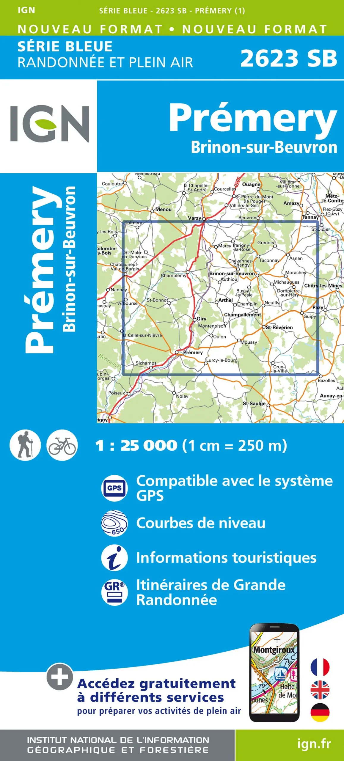 IGN Top 25 - Serie Bleu - Prémery / Brinon-sur-Beuvron 2623