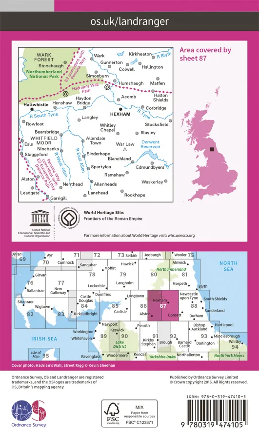 OS Landranger Active - 87 - Hexham & Haltwhistle - Image 2